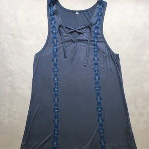 NWOT Floral Lace Up Sleeveless Summer Top